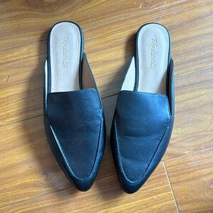 Madewell Black Leather Pointed Toe Mule Flat Loafer
